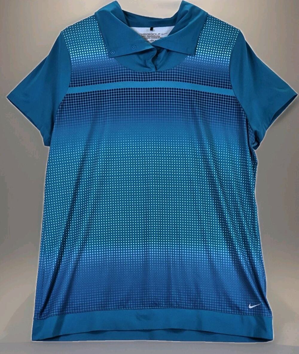 Nike Golf Tour Performance Dri-Fit Women’ XL Polo Lightweight Stretch Blue Teal